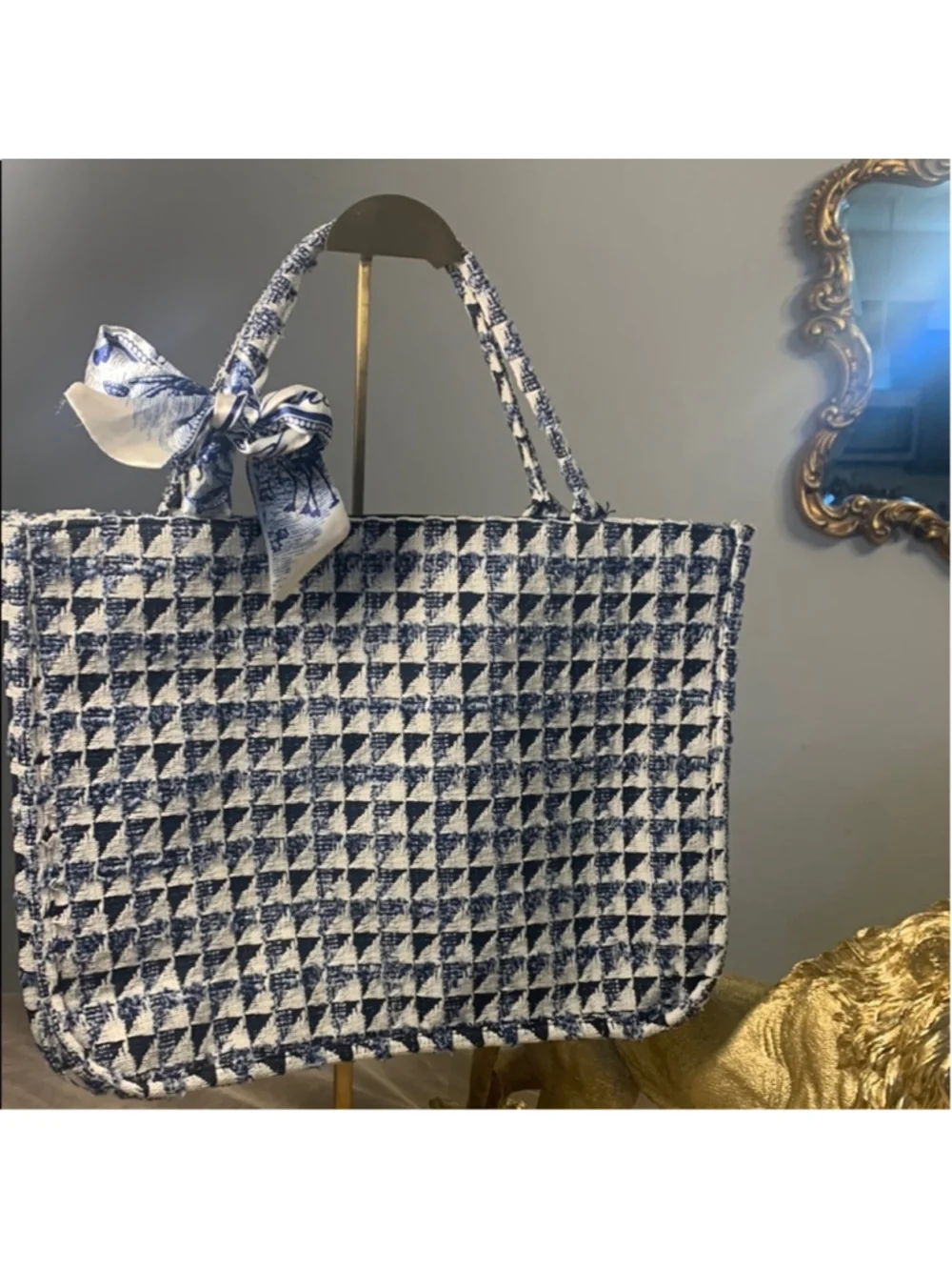 Elegant Blue and White Tote NWOT